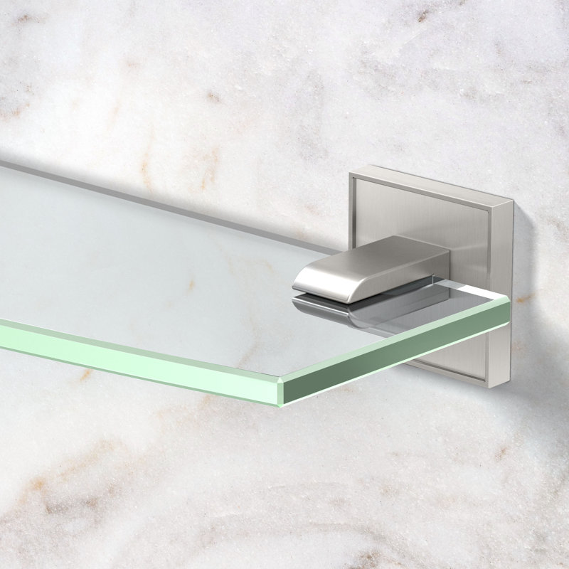 Tablette support en verre incurvé Mode, Nickel satiné