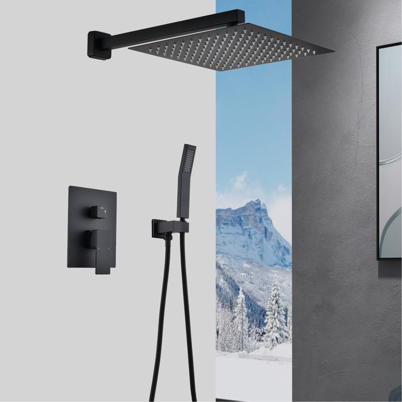 12" Rain Shower Head In Matte Black For Wall Mount - Natural Experience With Self-Cleaning Nozzle, Suits All Standard Arms, Follows American Pipe Connections Nozzle Luring Bath Experience, Works