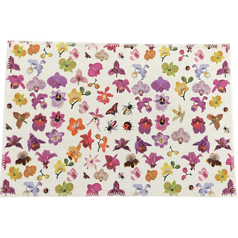 Tapis lavable en microfibre Precise Orchid Snow, Rectangle 1 pi 8 po x 2 pi 6 po
