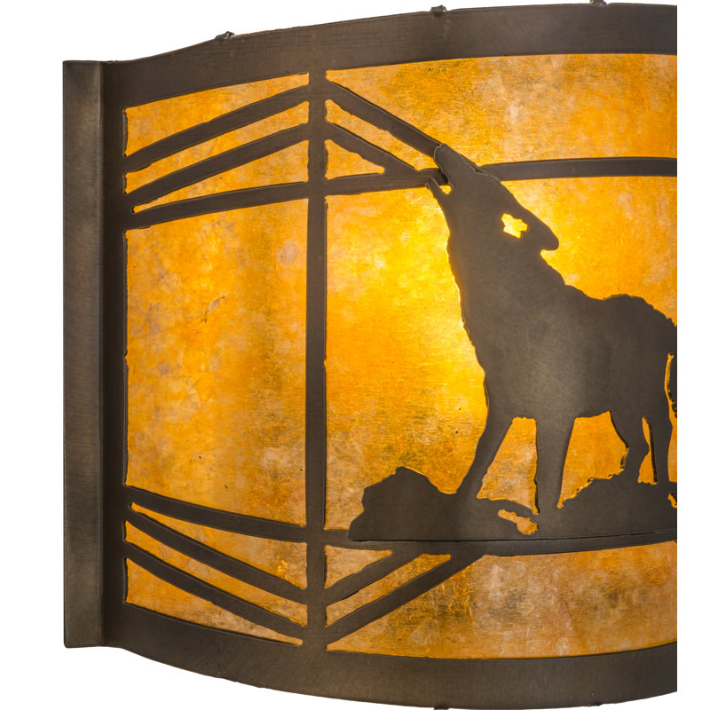 Antique Copper Wood Wall Sconce with Stained Glass Shade