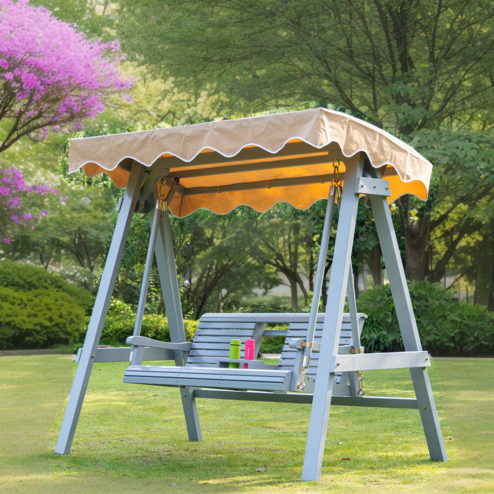 Wooden three discount seater garden swing