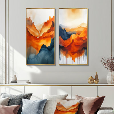 Fading Autumn Mountain Landscape I - Paysages, décoration murale 2 panneaux