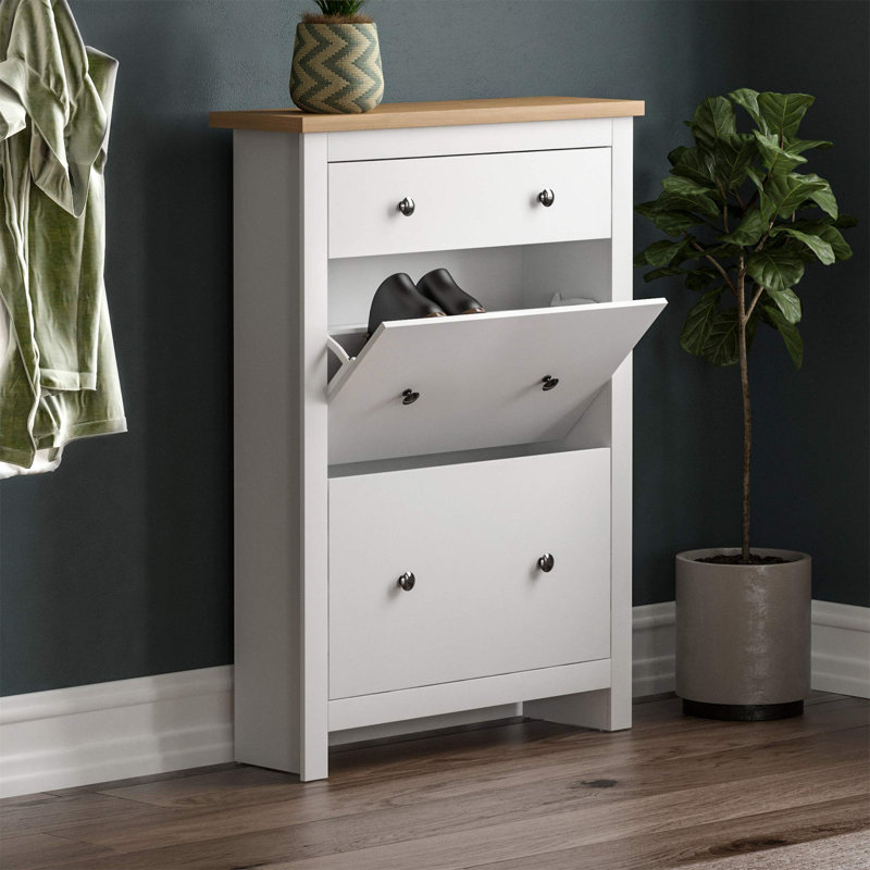 8 Pair Shoe Storage Cabinet, White