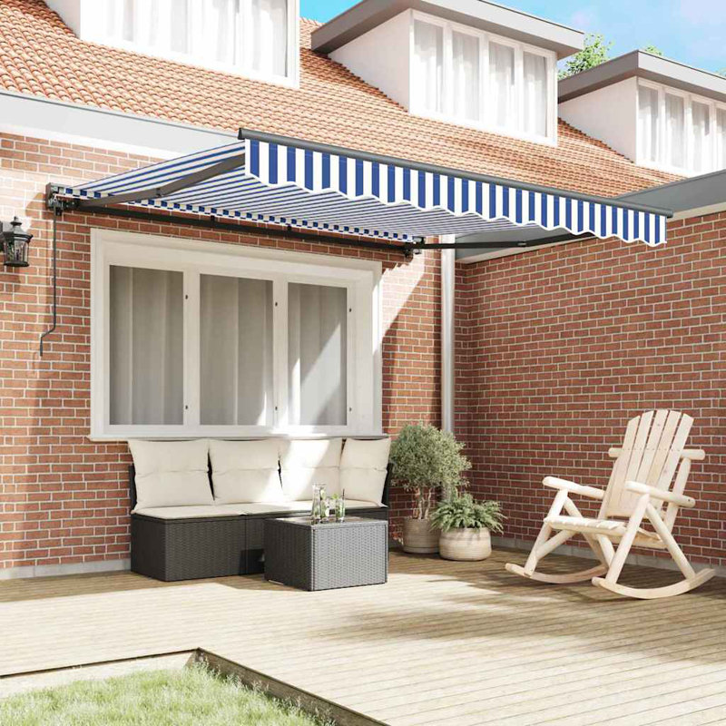 Retractable Awning, Blue/White/Anthracite, 300 cm W x 250 cm D