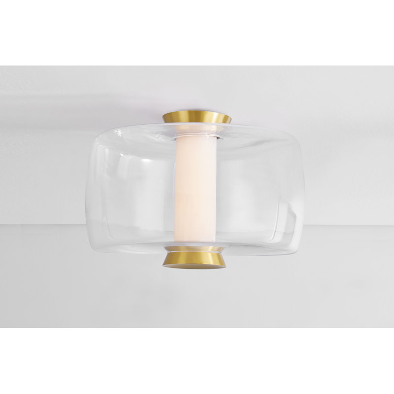 Beau Aged Brass and Clear Glass LED Pendant Light