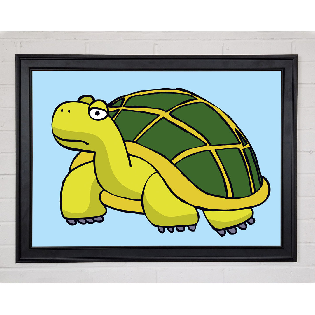 Gerahmtes Wandbild Big Turtle Baby Blue