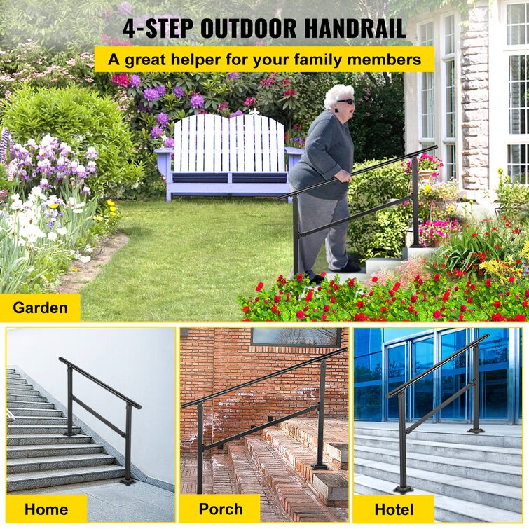 HOMLUX Lovmor Hand Rails for Outdoor Steps, Wrought Iron Railing, Porch And  Stair Railing Kit & Reviews