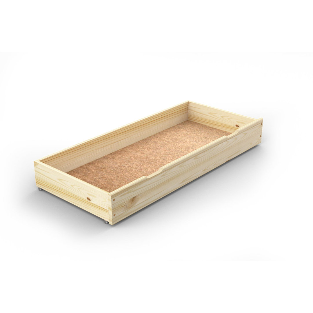 Nodax Premium Underbed Solid Wooden Drawer With Pull/Push Grooves And Castors For Easy Underbed Storage