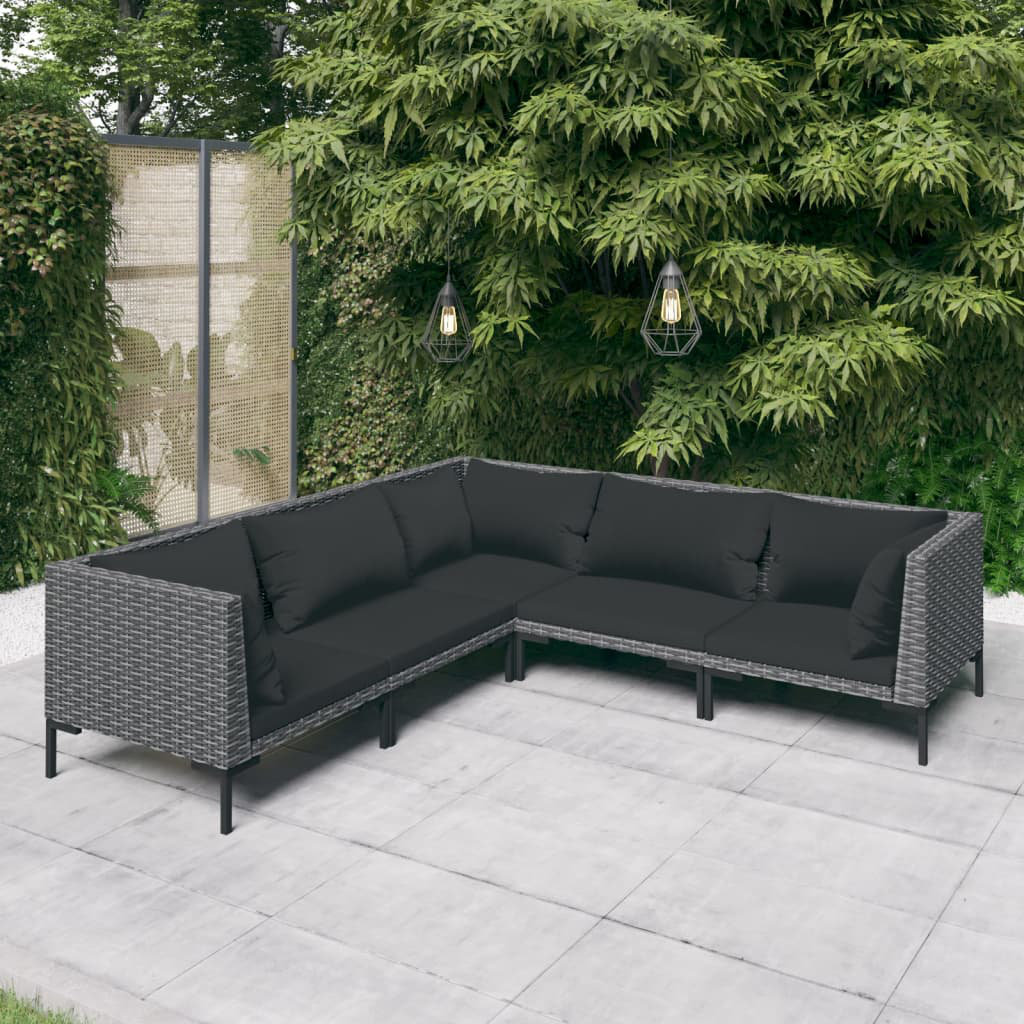 Dark grey rattan online corner sofa