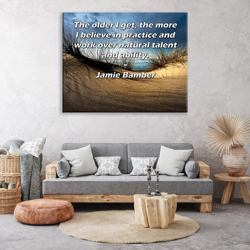 Toile tendue de la galerie ArtsyQuotes par Jamie Bamber: «Plus je vieillis, plus je crois à la pratique et au travail sur le talent et la capacité naturels.