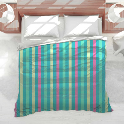 Pink Blue Striped Comforter