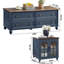Ensemble de table basse et table d'appoint de style ferme (2 pièces), tables de salon en bois avec table basse à 4 tiroirs et table d'appoint avec station de recharge, design à colonnes romaines pour salon et chambre-133875952-133875950