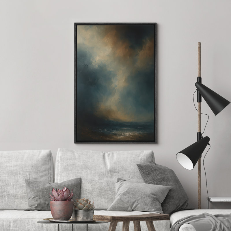 Reproduction d'art abstrait sur toile encadrée pour décoration intérieure moderne, H 36 po x l 24 po, Noir