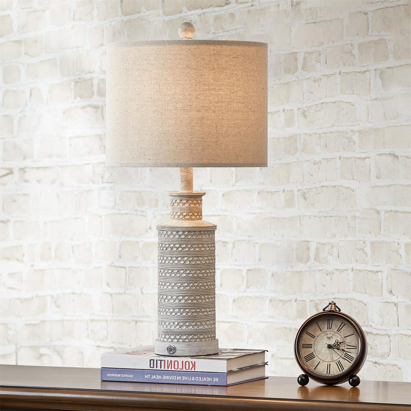 Byxbee 24.5"Rustic Farmhouse Touch Lamp with USB Port for Living Room,Bedroom Bedside (Bulb Included)