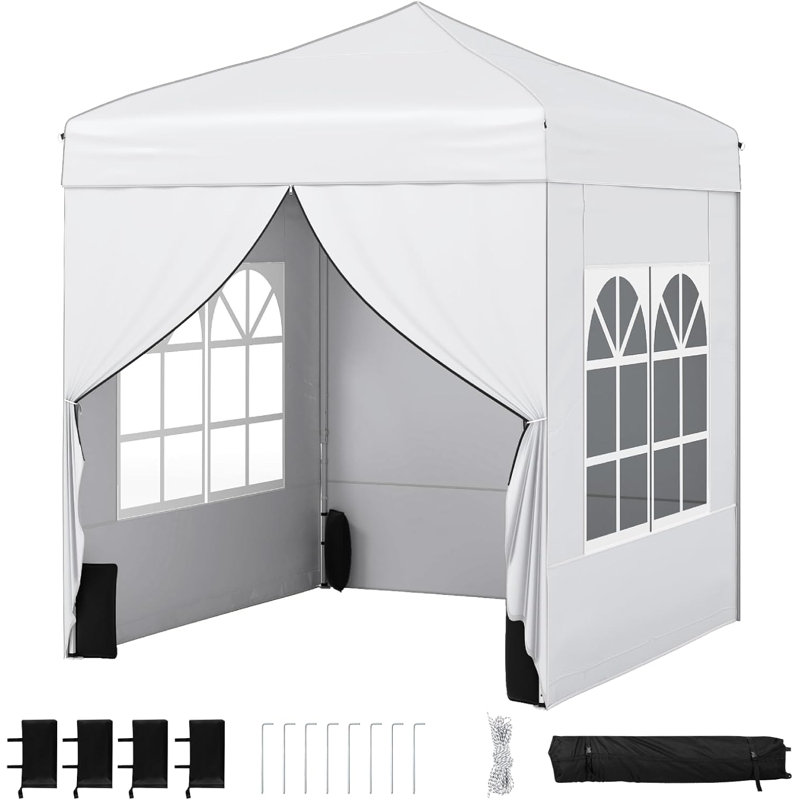 194x194cm Commercial Gazebo Tent with 4 Sidewalls, White