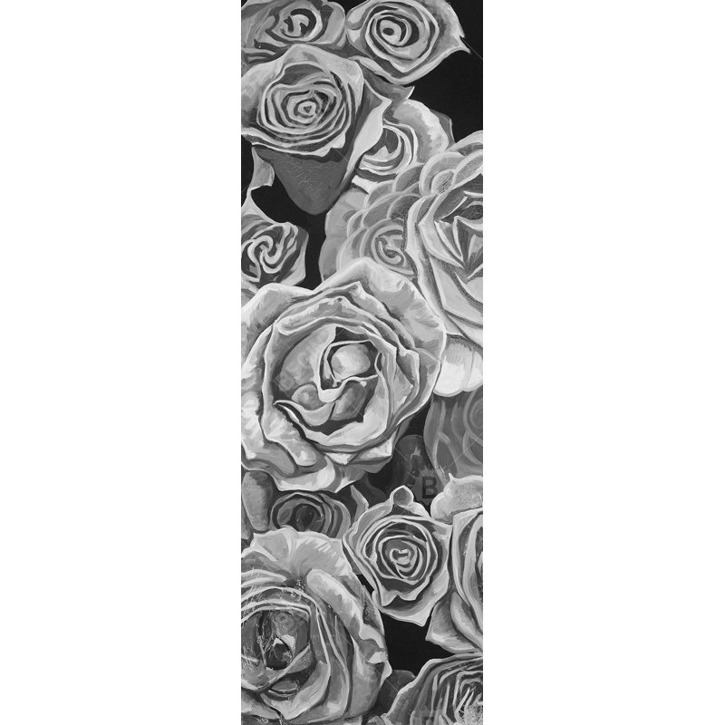 Grayscale Roses - Gray Botanical Framed Canvas