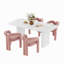 Ensemble de table de salle à manger à double piédestal en marbre blanc-1809666425-1809666419