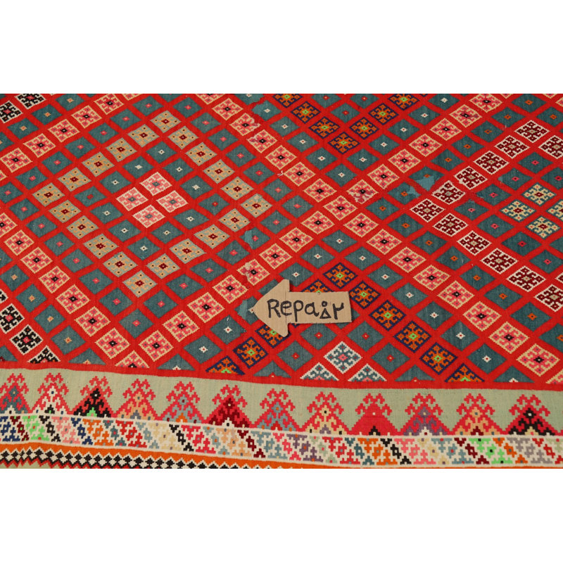 Tapis de couloir kilim en soie Pre-1900