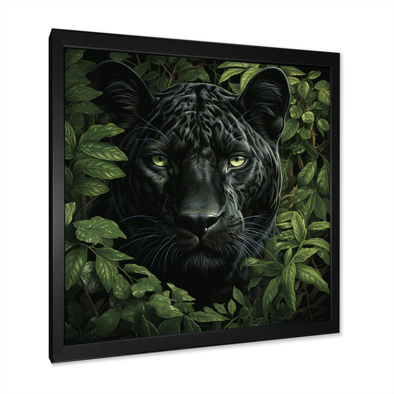 Shadow Panther Camouflage - Animal mural panthère, H 16 po x l 16 po x P 1 po, Cadre photo noir