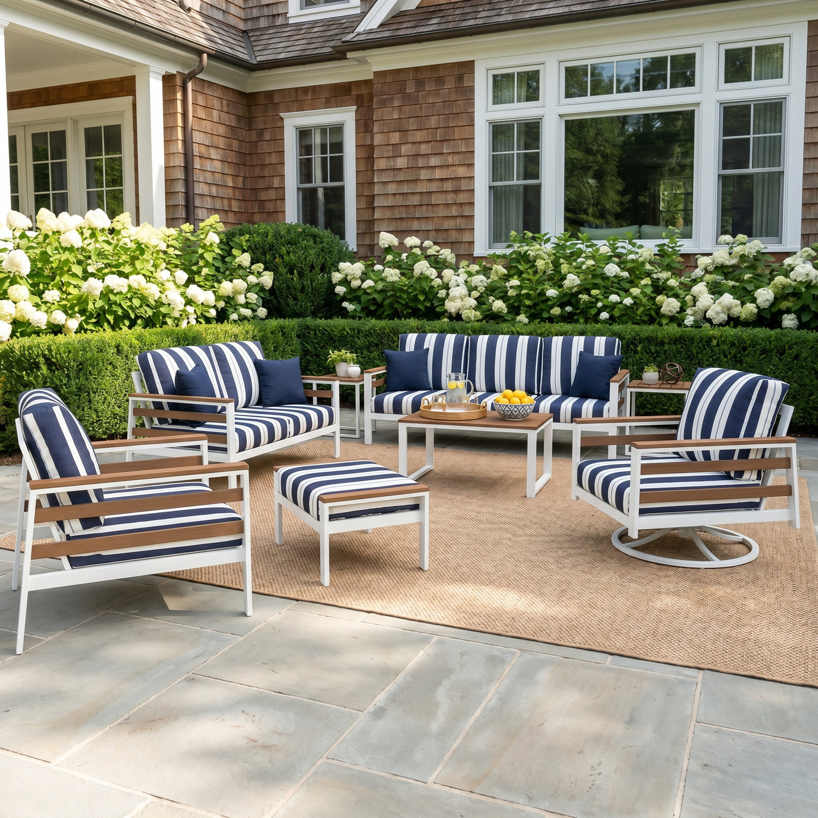 Townsend 7-Person Sunbrella® Patio Seating Group, Antique Mahogany