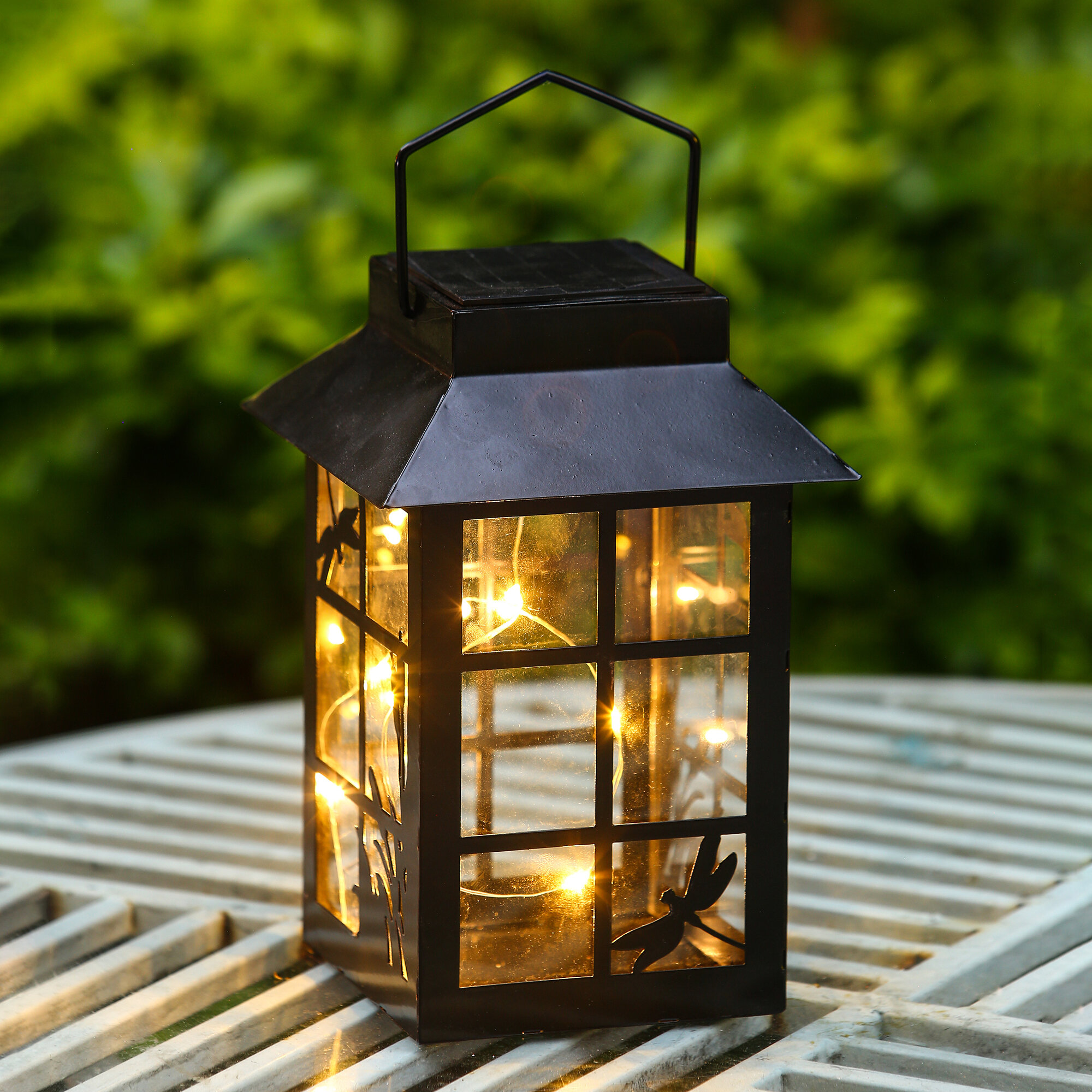 Gracie Oaks Timmy 8.1'' Solar Powered Integrated LED Outdoor Lantern   Reviews Wayfair