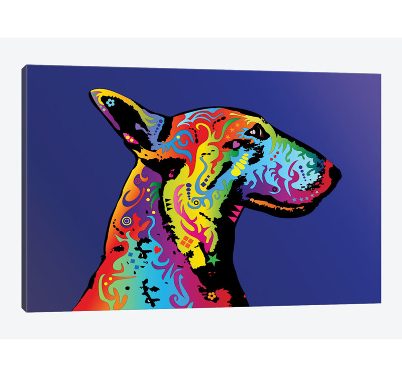 « arc » terrier profile, impression sur toile tendue, H 26 po x l 40 po x P 1,5 po, Toile tendue, Pas de tapis