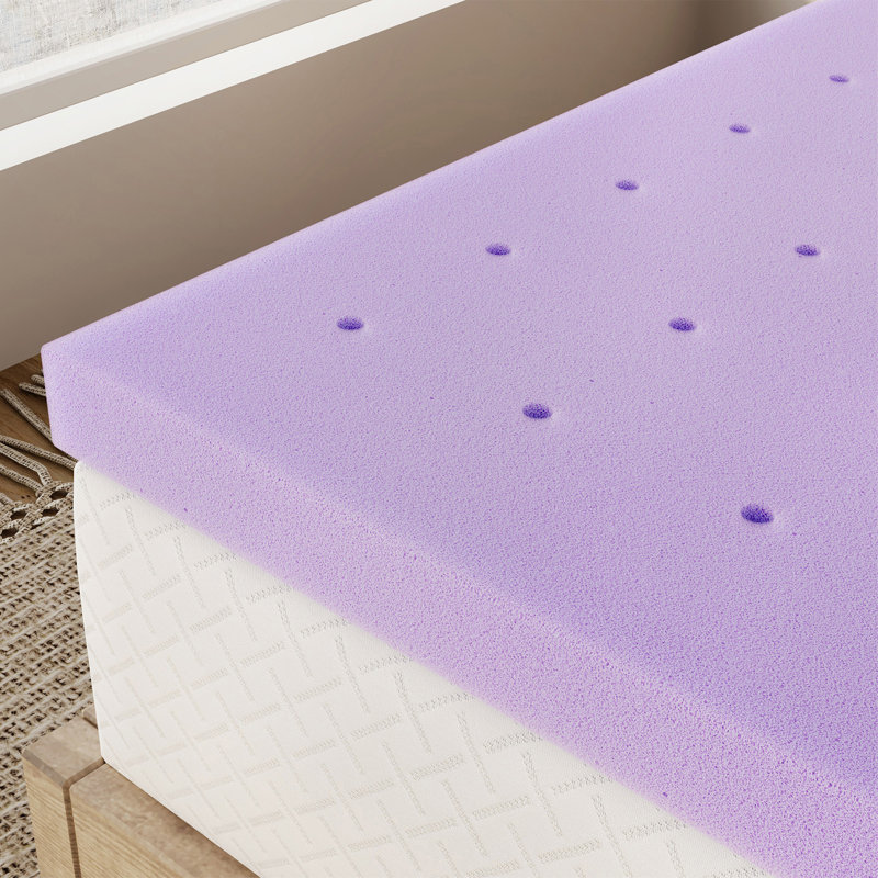 Lavender Memory Foam Mattress Topper - Ventilated Foam with Soothing Lavender Scent for Pressure Relief & Deep Sleep, King