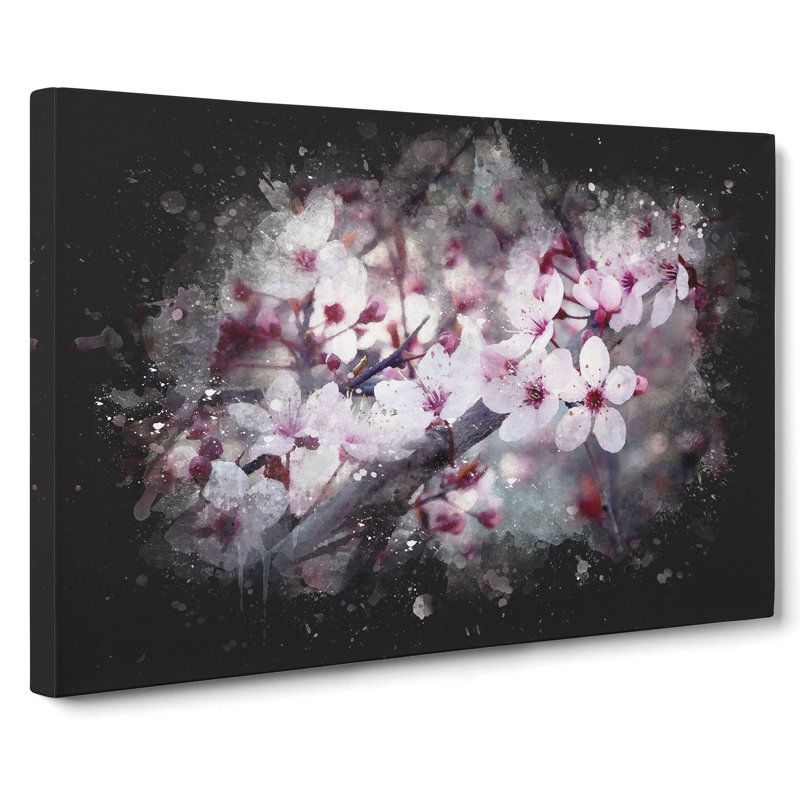 Pink Cherry Blossom Flowers Vol.8 - Wrapped Canvas, 60cm H x 91cm W x 3cm D