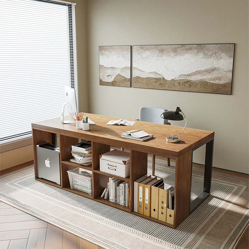 Bureau de direction rectangulaire en bois massif noyer, H 29,53 po x l 78,74 po x P 31,5 po