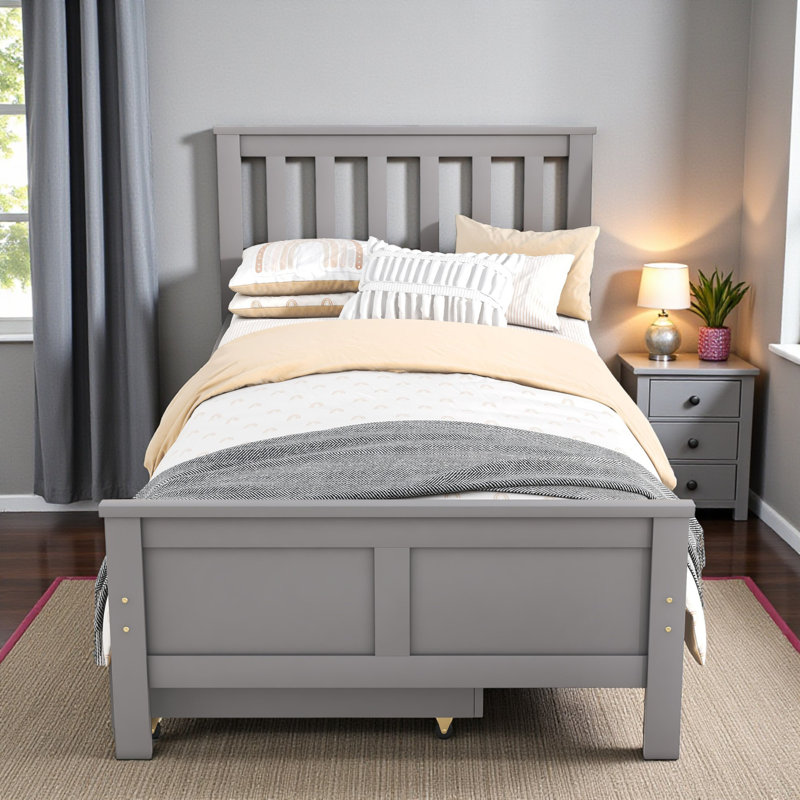 Petterson Single (3') Standard Bed Frame with Storage Included, Grey