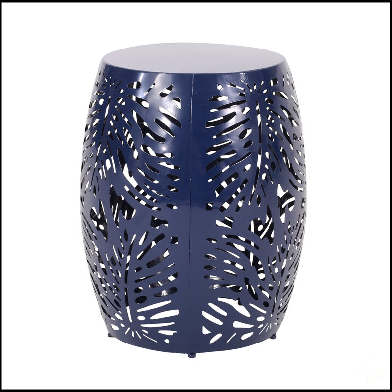 Élégante table de bout en métal avec structure en fer durable et design élégant en feuille de palmier pour une utilisation intérieure et extérieure