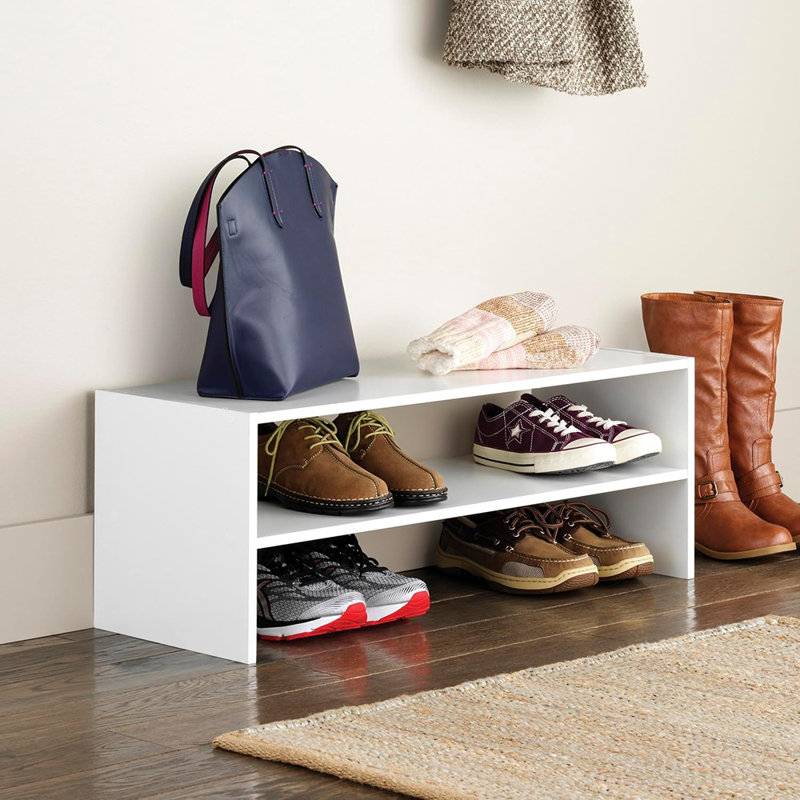Très grand organisateur de rangement à 2 tablettes - Solution de rangement pour garde-robe, armoire et tablette blanche - Design minimaliste moderne
