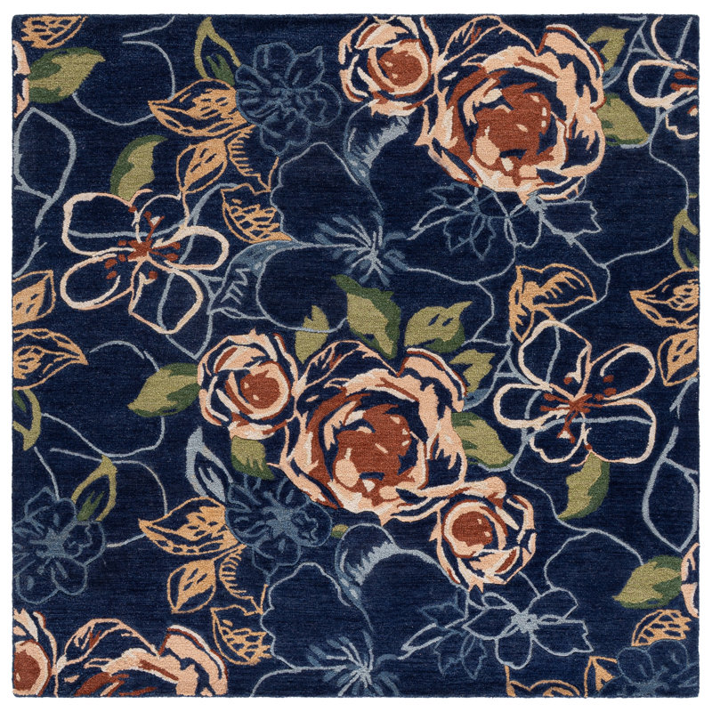 Jardin Hand Tufted Wool; Cotton Floral Indoor Rug, Square 6'
