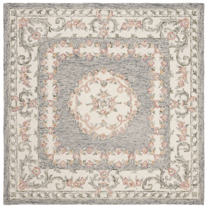 Evelina Hand Tufted Wool Oriental Rug, Square 5'