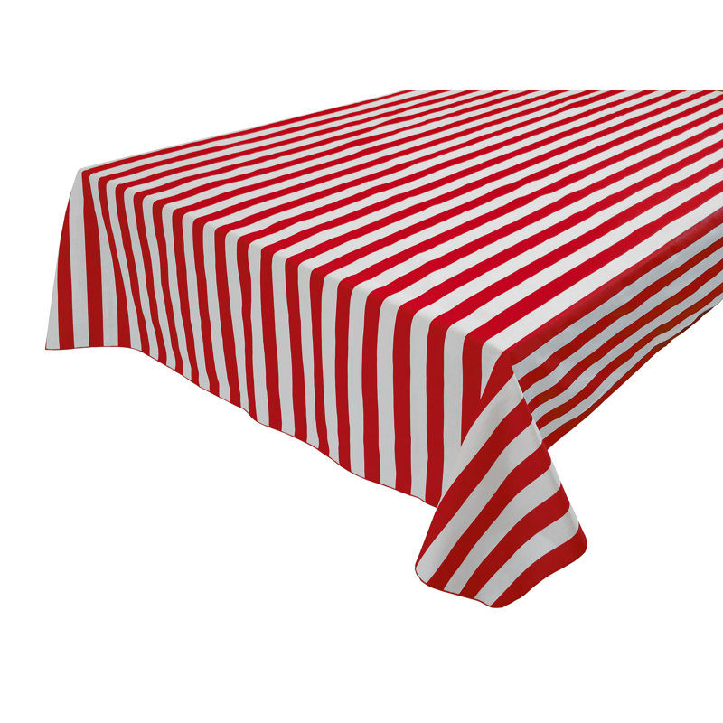 Abdulsalam Striped Cotton Tablecloth, 84" Rectangle, Red