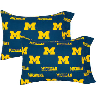 Collegiate NCAA Michigan Wolverines 200 Thread Count 100% Cotton Sateen Sheet Set (Set of 2)