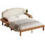 Lit plateforme en bois avec tête de lit rembourrée et étagères de rangement latérales-970735068-970735070