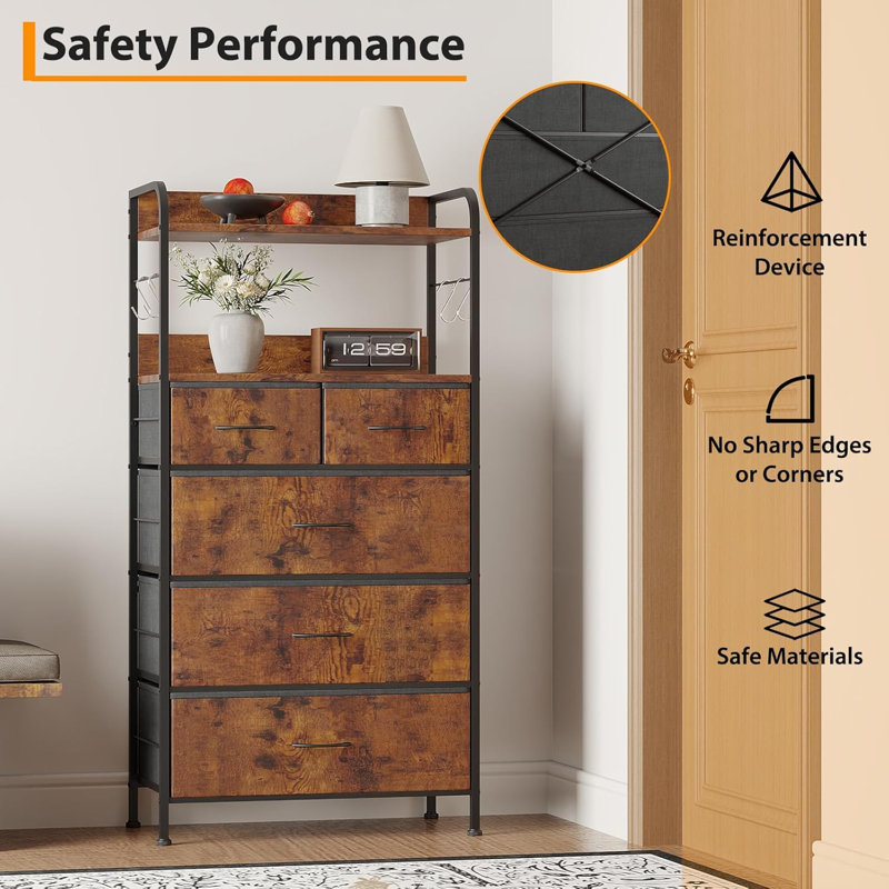 60cm W Chest of Drawers, Brown/Black