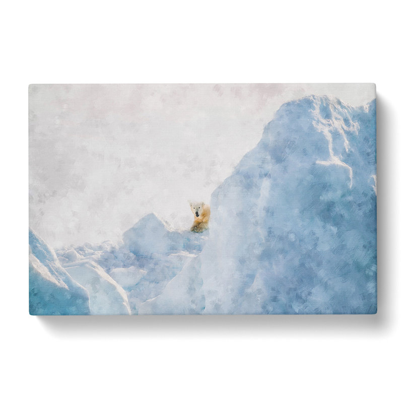 Curious Polar Bear - Wrapped Canvas Painting, 60cm H x 91cm W x 3cm D