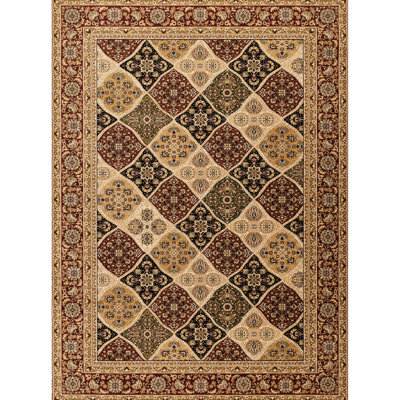 Tapis rouge, 31 po Large, 118 longs, fabriqué à la machine avec des motifs encadrés et à médaillons, style traditionnel luxueux orné, panneau 100% polypropylène à poils longs de X po.