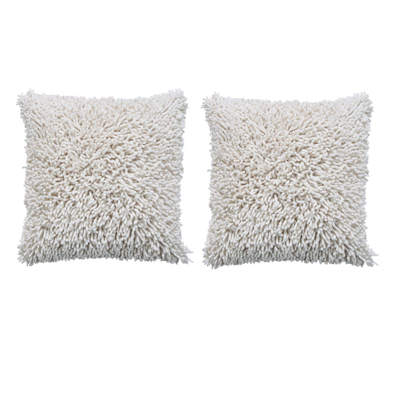  Chenille 18'' Throw Pillow Cover, White