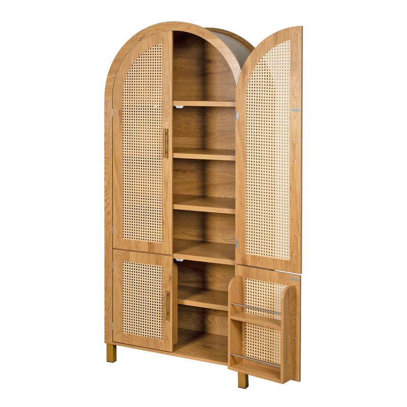 Armoire de rangement autoportante en rotin, Oak