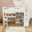 Lit mezzanine simple en bois avec bureau intégré, éclairage DEL et grand rangement-1547383074