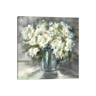 White And Taupe Hydrangeas Sill Life by Tre Sorelle Studios - Wrapped Canvas Giclee Art Print