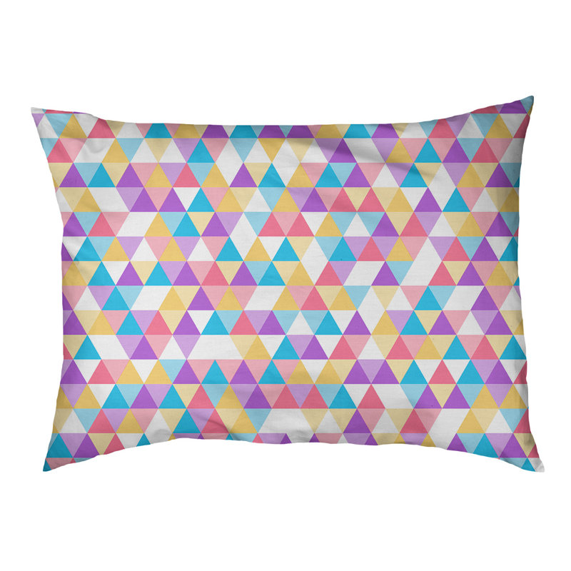 Coussin d’extérieur triangle Campion, Grand (l 42,5 po x P 32,5 po x H 14 po), Rose / jaune / mauve
