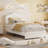 LED Upholstered Twin Bed Frame with Storage Drawer, Velvet Headboard, Wood Slat Support, No Box Spring Needed-33545323-33545321