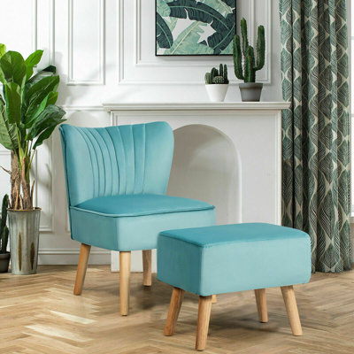 Tingley Upholstered Cotton Slipper Chair With Footstool