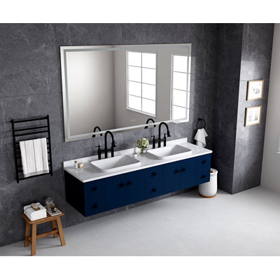 Miroir de salle de bain à DEL avec éclairage avant et arrière, grands miroirs muraux à intensité variable avec mémoire, 3 couleurs, miroir de meuble-lavabo à DEL