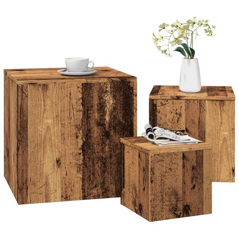 Gobind Block Nesting Tables, Old Wood, Old Wood