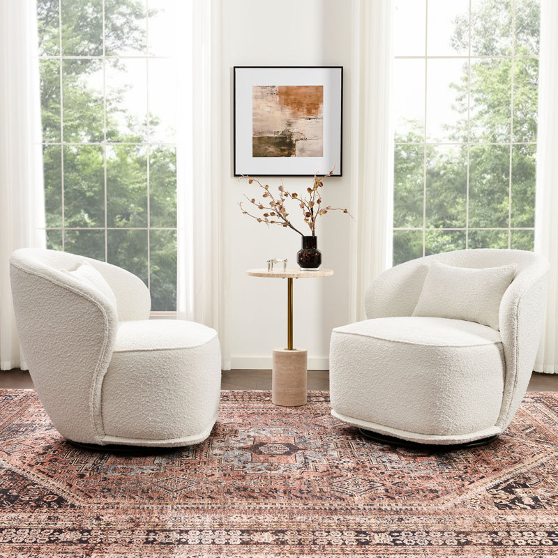 Fauteuil d'appoint 2 pièces Melora, Crème, crème